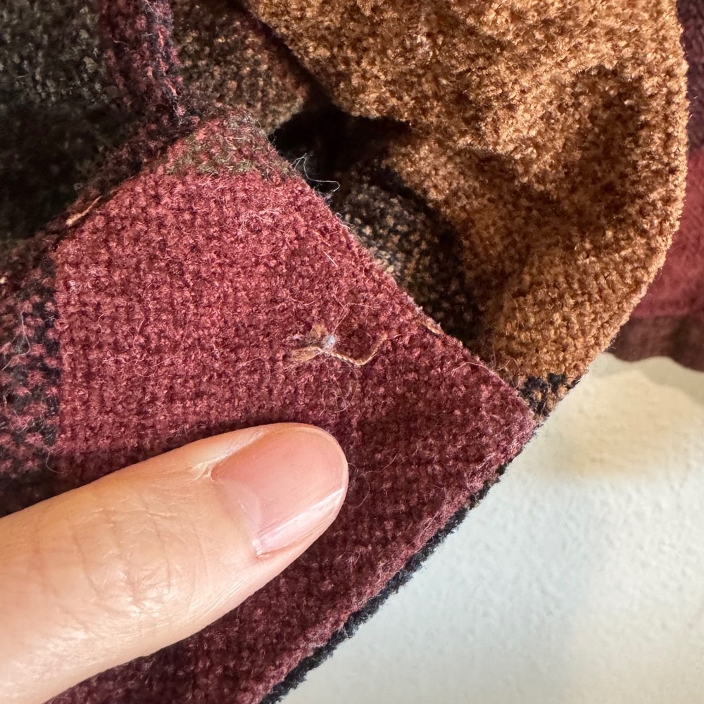 VTG 90s‎ Christopher & Banks Plaid Chenille Cardigan Fall Gorpcore Cabin Woods - Picture 8 of 13
